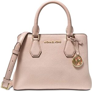 michael michael kors camille small pebbled leather satchel, soft pink