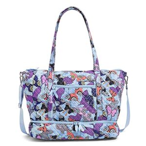 vera bradley women’s cotton deluxe travel tote travel bag, butterfly by – recycled cotton, one size