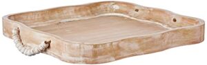 mud pie scalloped beaded tray, 18″ x 18″, brown