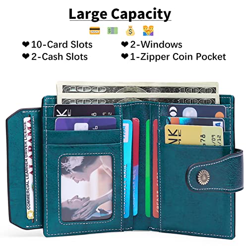 FALAN MULE Small Wallet for Women Genuine Leather Bifold Compact RFID Blocking Small Womens Wallet