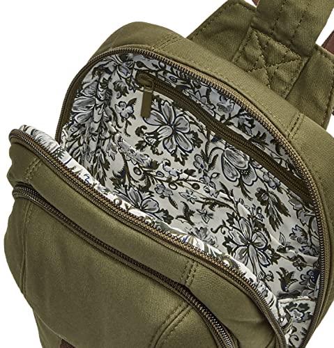 Vera Bradley Women's Cotton Utility Sling Backpack, Climbing Ivy Green - Recycled Cotton, One Size