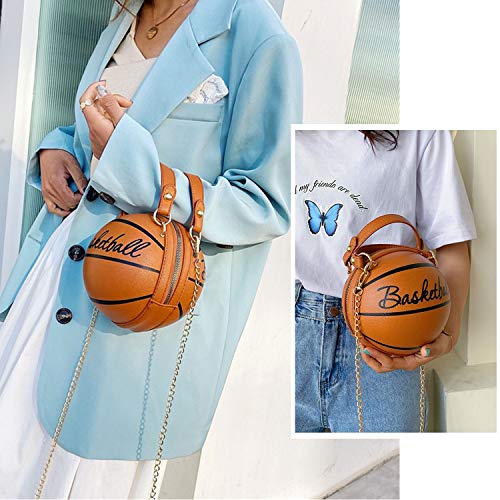 SUKUTU Basketball Shaped Crossbody Bag Purse Women Messenger Tote Handbag Mini PU Round Shoulder Bag for Girls