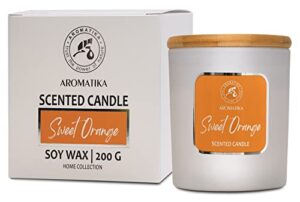 scented candle sweet orange – essential oil aromatherapy candle – soywax candle – up to 45 hours burn time – glass candle gift – luxury and sensual soy wax candle – home scented candles