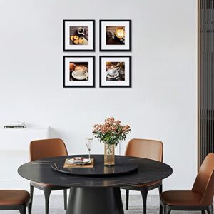 Coffee Wall Art Coffee Beans Picture Framed Canvas Print in White Matte and Black Framed Artwork 12x12 Inch Set of 4 for Kitchen and Home or Living Room Decor