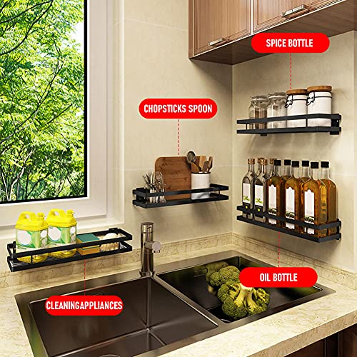 Floating Shelves Wall Mounted Mesh Storage Shelf Holder Seasoning Bottle Wall Shelf Home Floating Storage(size:20CM)