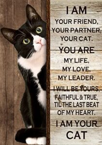 black cat sign i am your friend your partner your cat you are my life home wall decoration metal plaques 12x8 inch