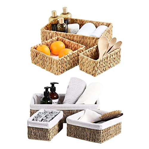 FairyHaus Wicker Baskets, Water Hyacinth Baskets 3pack & Seagrass Storage Baskets 3pack