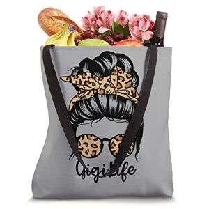 Gigi Life Messy Bun Hair Funny Leopard Gigi Tote Bag