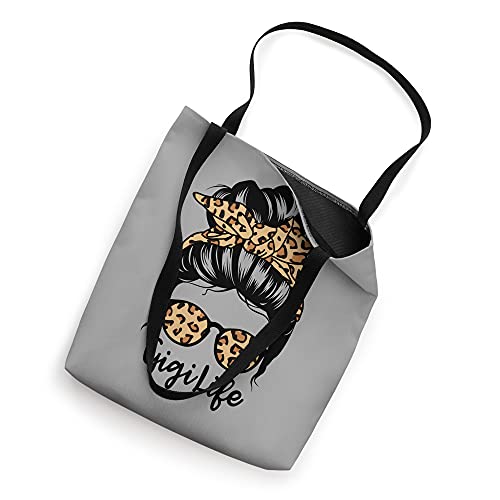 Gigi Life Messy Bun Hair Funny Leopard Gigi Tote Bag