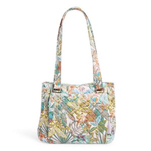 Vera Bradley Women's Cotton Multi-Compartment Shoulder Satchel Purse, Rain Forest Canopy - Recycled Cotton, One Size