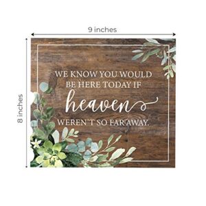 We Know You'd Be Here Today Lush Greenery Memorial Sign / 9" x 8" Rustic Greenery Sign for Weddings, Anniversaries and Reunions