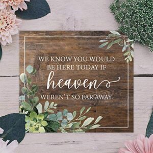 We Know You'd Be Here Today Lush Greenery Memorial Sign / 9" x 8" Rustic Greenery Sign for Weddings, Anniversaries and Reunions