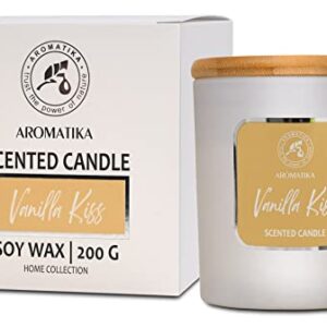 Scented Candle Vanilla Kiss - Aromatherapy Candle - Soywax Candle with Vanilla Extract - Up to 45 Hours Burn Time - Glass Candle Gift - Home Scented Candles - Luxury and Sensual Soy Wax Candle