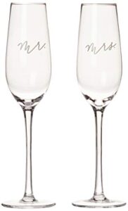 pearhead mr. & mrs. champagne flute set, wedding toasting glasses, wedding champagne glasses, his and hers wedding day glasses, wedding or bridal shower gift idea