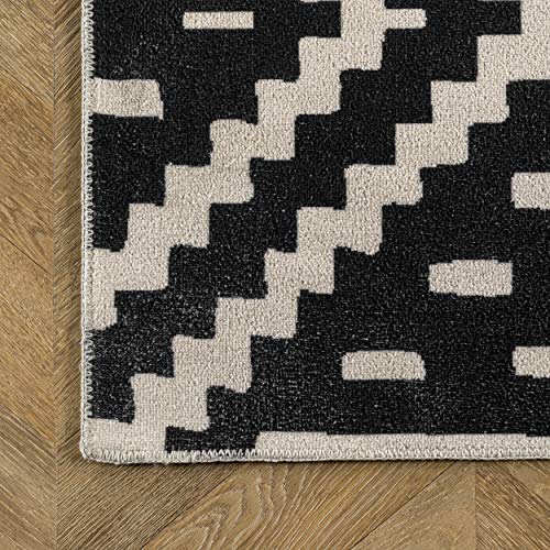 nuLOOM Chiara Machine Washable Modern Geometric Area Rug, 4' x 6', Black