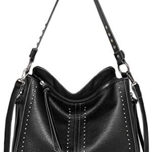 Montana West Purses For Women Black Crossbody Purse Shoulder Bag Leather Handbag Hobo Bags for Women MBB-MWC-1001S-BK