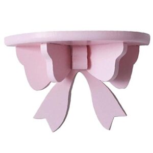 amoyer 1pc floating shelves wooden wall mounted storage rack cute bow princess bow shelf room decoration shelves for kids room pink