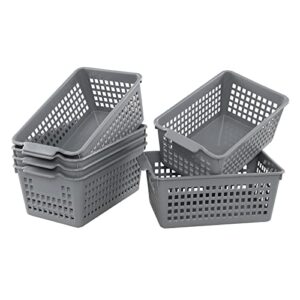 Ggbin 6 Pack Desktop Storage Basket, Plastic Organizer Bin, Gray