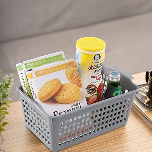 Ggbin 6 Pack Desktop Storage Basket, Plastic Organizer Bin, Gray