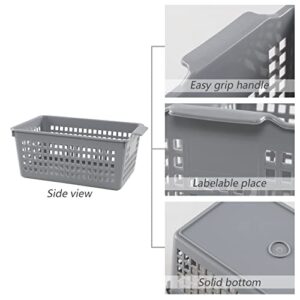 Ggbin 6 Pack Desktop Storage Basket, Plastic Organizer Bin, Gray