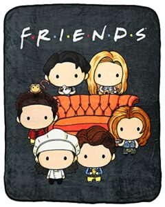 friends tv show chibi characters micro raschel throw blanket 46″x60″ (116cm x 152cm) multicolored / one size