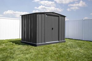 arrow shed classic 8′ x 6′ outdoor padlockable steel storage shed building, charcoal