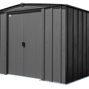 Arrow Shed Classic 8' x 6' Outdoor Padlockable Steel Storage Shed Building, Charcoal