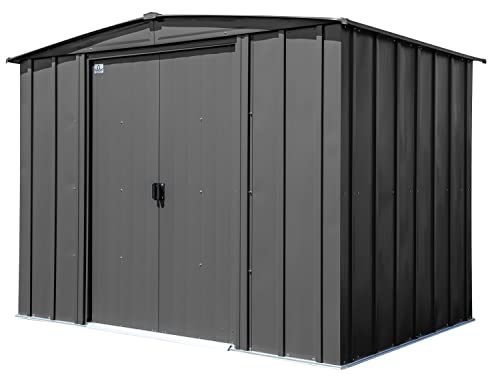 Arrow Shed Classic 8' x 6' Outdoor Padlockable Steel Storage Shed Building, Charcoal