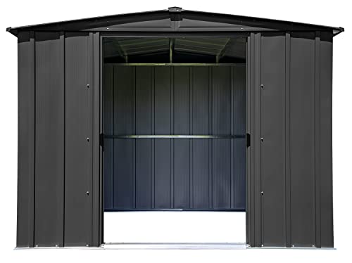 Arrow Shed Classic 8' x 6' Outdoor Padlockable Steel Storage Shed Building, Charcoal