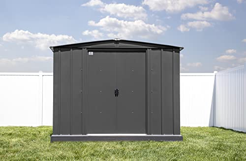 Arrow Shed Classic 8' x 6' Outdoor Padlockable Steel Storage Shed Building, Charcoal