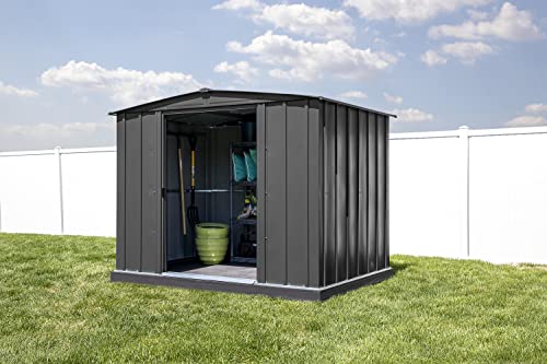 Arrow Shed Classic 8' x 6' Outdoor Padlockable Steel Storage Shed Building, Charcoal