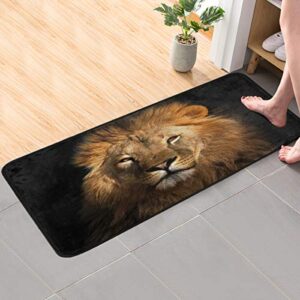 cataku animal lion area rug 39×20 inches polyester , scary lion area rug floor rug runner washable carpet mat for kitchen dinning room home decorative