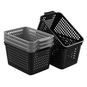 ponpong deep plastic storage baskets for organizing, plastic shelf baskets, 6 pack, g