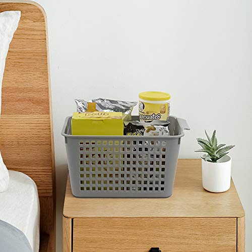 Ponpong Deep Plastic Storage Baskets for Organizing, Plastic Shelf Baskets, 6 Pack, G