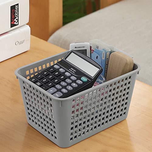 Ponpong Deep Plastic Storage Baskets for Organizing, Plastic Shelf Baskets, 6 Pack, G