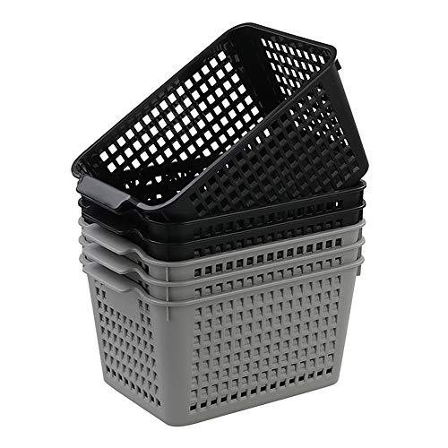 Ponpong Deep Plastic Storage Baskets for Organizing, Plastic Shelf Baskets, 6 Pack, G