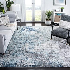 safavieh aston collection 11′ x 15′ light blue/grey asn705m modern abstract non-shedding living room bedroom area rug