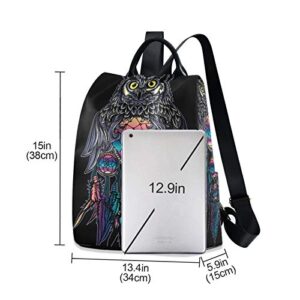 ALAZA Owl Rainbow Dream Catcher Backpack Purse for Women Anti Theft Fashion Back Pack Shoulder Bag