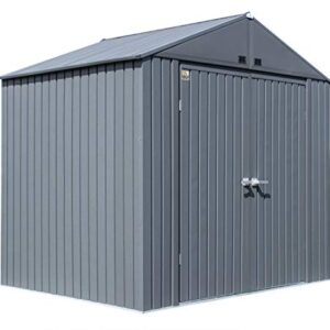 Arrow 8' x 6' Elite Steel Storage Shed with High Gable and Lockable Doors Storage Building - Anthracite