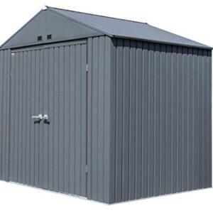 Arrow 8' x 6' Elite Steel Storage Shed with High Gable and Lockable Doors Storage Building - Anthracite