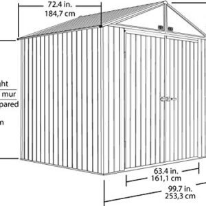 Arrow 8' x 6' Elite Steel Storage Shed with High Gable and Lockable Doors Storage Building - Anthracite