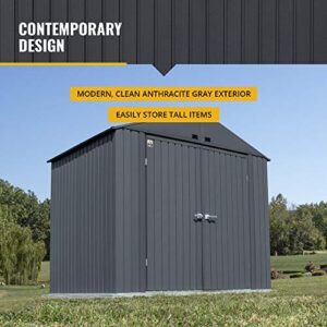 Arrow 8' x 6' Elite Steel Storage Shed with High Gable and Lockable Doors Storage Building - Anthracite