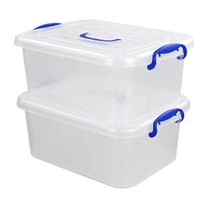 leendines 8 liter clear plastic storage bins, 2 packs storage boxes with lids