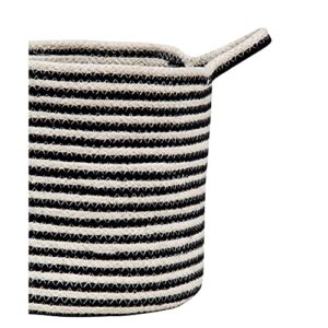 Super Area Rugs Farmhouse Plant Basket/Planter Multi Purpose Open Top Bin with Handles, Cotton Rope Basket, 8-inch, 10-inch and 12-inch Black & White