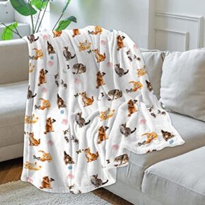 Qnyko Flannel Fleece Throw Blanket 40×50 Inches, Extra Cozy Soft Warm Microfiber Fleece Blanket with Cute Vivid Animal, Lightweight Fluffy Fuzzy Plush Blanket for Kids Youth Adults (Cat Chocolate)