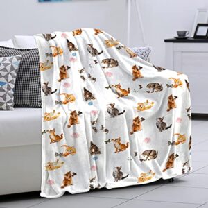 Qnyko Flannel Fleece Throw Blanket 40×50 Inches, Extra Cozy Soft Warm Microfiber Fleece Blanket with Cute Vivid Animal, Lightweight Fluffy Fuzzy Plush Blanket for Kids Youth Adults (Cat Chocolate)