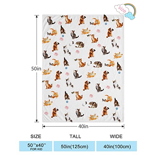 Qnyko Flannel Fleece Throw Blanket 40×50 Inches, Extra Cozy Soft Warm Microfiber Fleece Blanket with Cute Vivid Animal, Lightweight Fluffy Fuzzy Plush Blanket for Kids Youth Adults (Cat Chocolate)