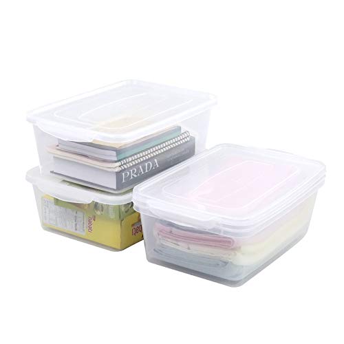 Sandmovie 14 QT Plastic Storage Box with Lid, Transparent, 4 Packs