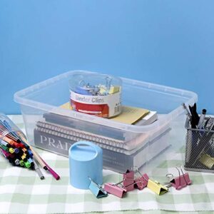 Sandmovie 14 QT Plastic Storage Box with Lid, Transparent, 4 Packs