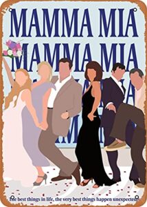 asioadwna vintage metal poster – movies poster mamma mia poster tin sign 12 x 8 inches suitable for wall decoration of bar,cafe,garage,man cave